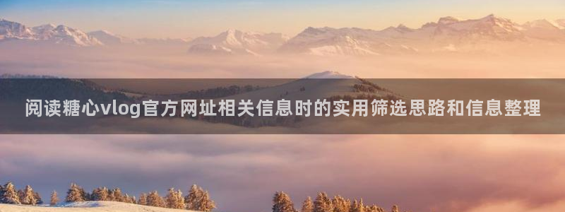 糖心vlog在线观看免费：阅读糖心vlog官方网址相关信息时的实用筛选思路和信息整理